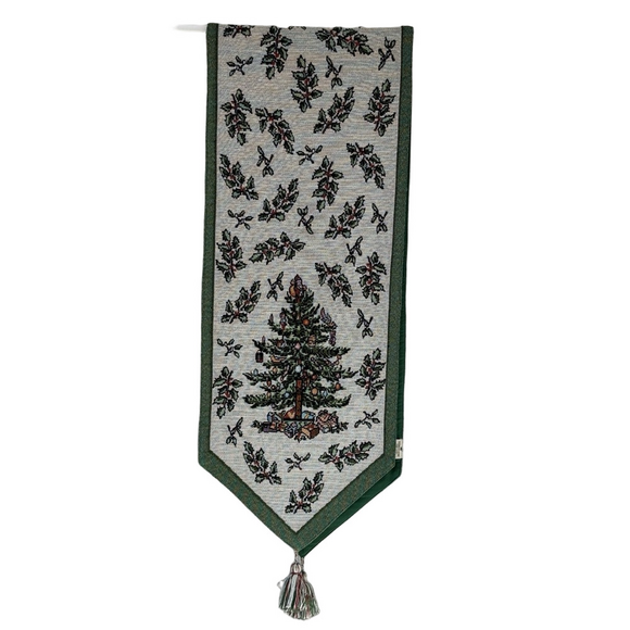 Spode Christmas Tree Table Runner with Christmas Tree and Holly Print 76 inches - Picture 1 of 10